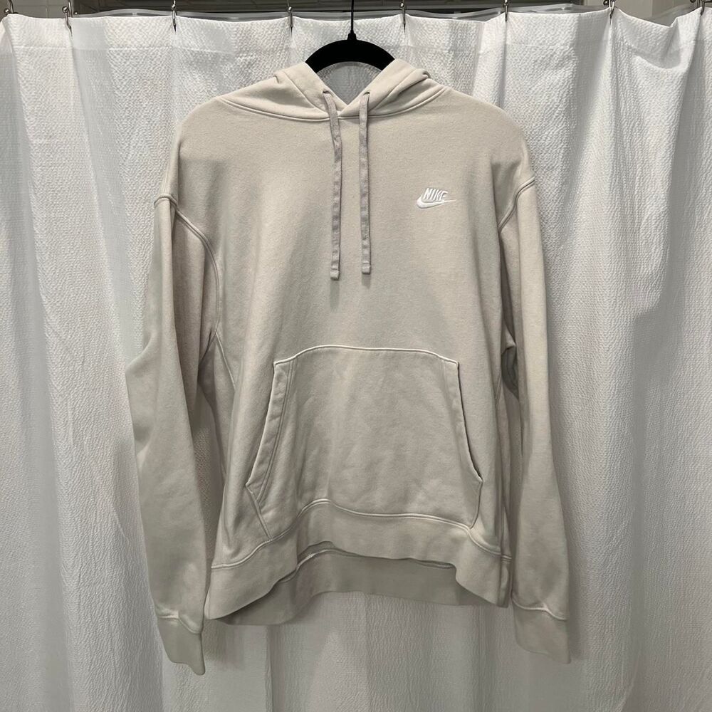 Cream Nike embroidered logo hoodie